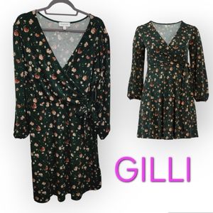 Gilli Green Floral Long Sleeve Dress